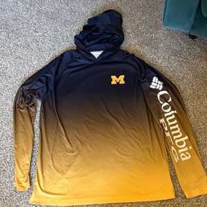 Columbia PFG Men's Gradient Maize and Blue Michigan Hoodie